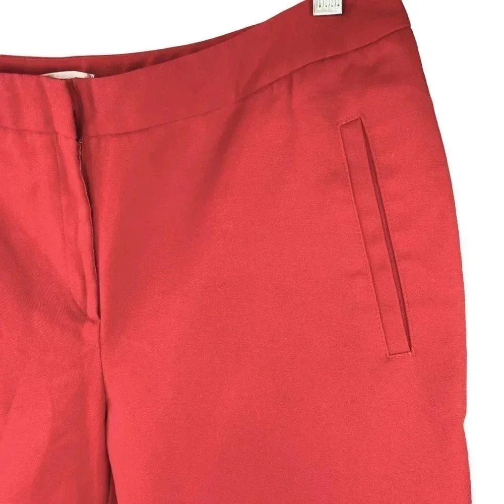 Chico's Red Cropped Chino Casual Pants Women Size L/14 Folded Cuff Straight Leg - Picture 6 of 16